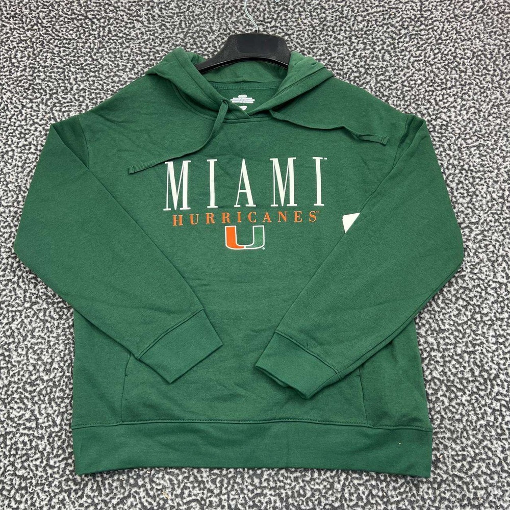 Miami Hurricanes Hoodie Women Medium Green Fanatics Pullover Long Sleeve New M